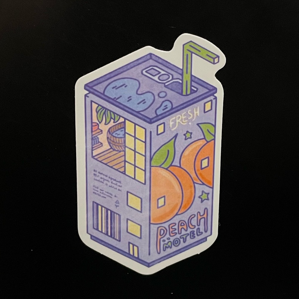 Peach Juice Box Motel Sticker